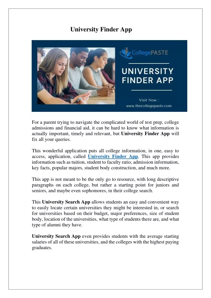 university finder app