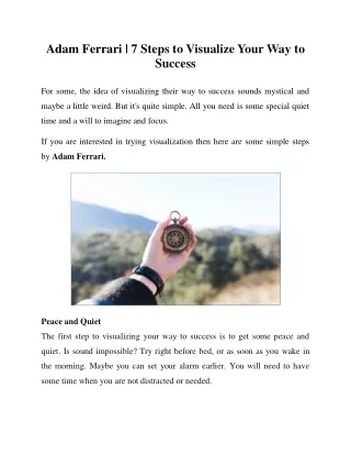 Adam Ferrari  - Steps to Visualize Your Way to Success