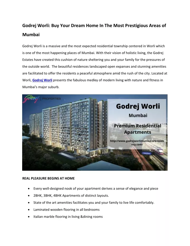 godrej worli buy your dream home in the most