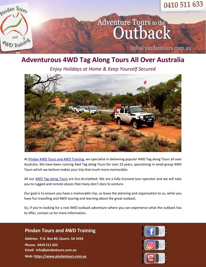 adventurous 4wd tag along tours all over