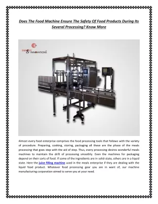 does the food machine ensure the safety of food