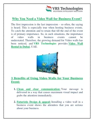 why you need a video wall for business event