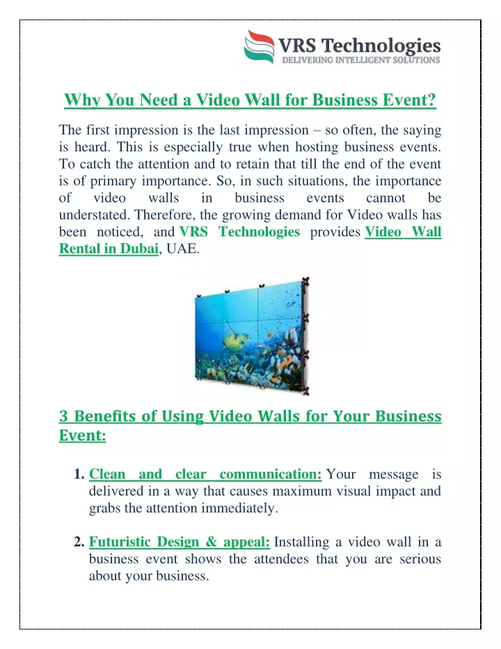 why you need a video wall for business event