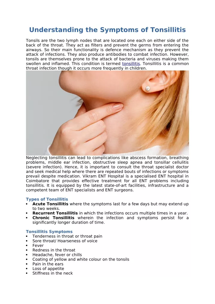 understanding the symptoms of tonsillitis