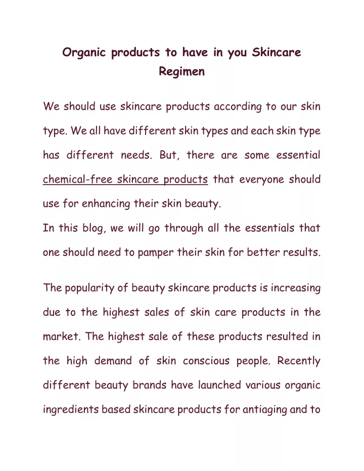 organic products to have in you skincare regimen