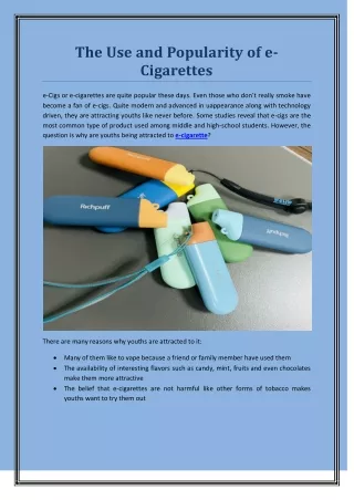 the use and popularity of e cigarettes