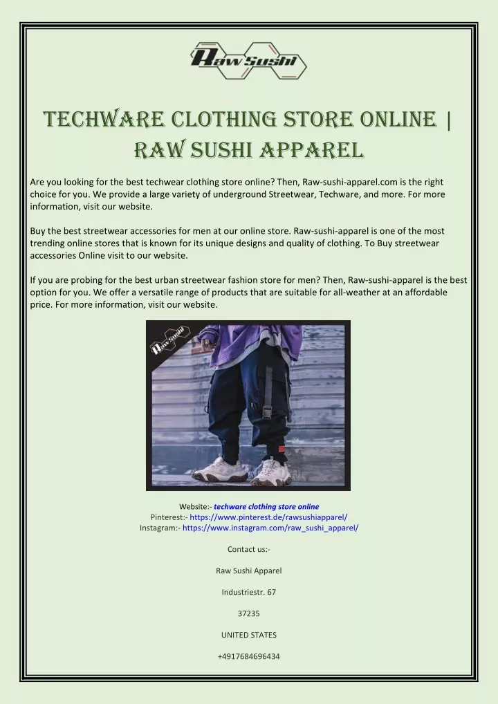 techware clothing store online raw sushi apparel