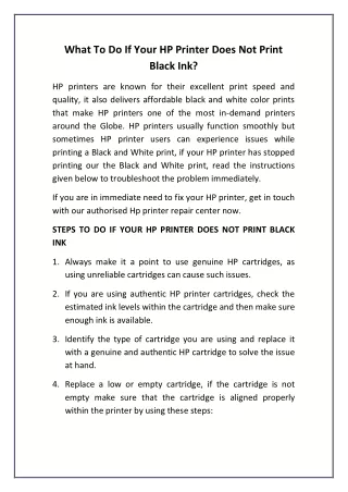 What To Do If Your HP Printer Does Not Print Black Ink?