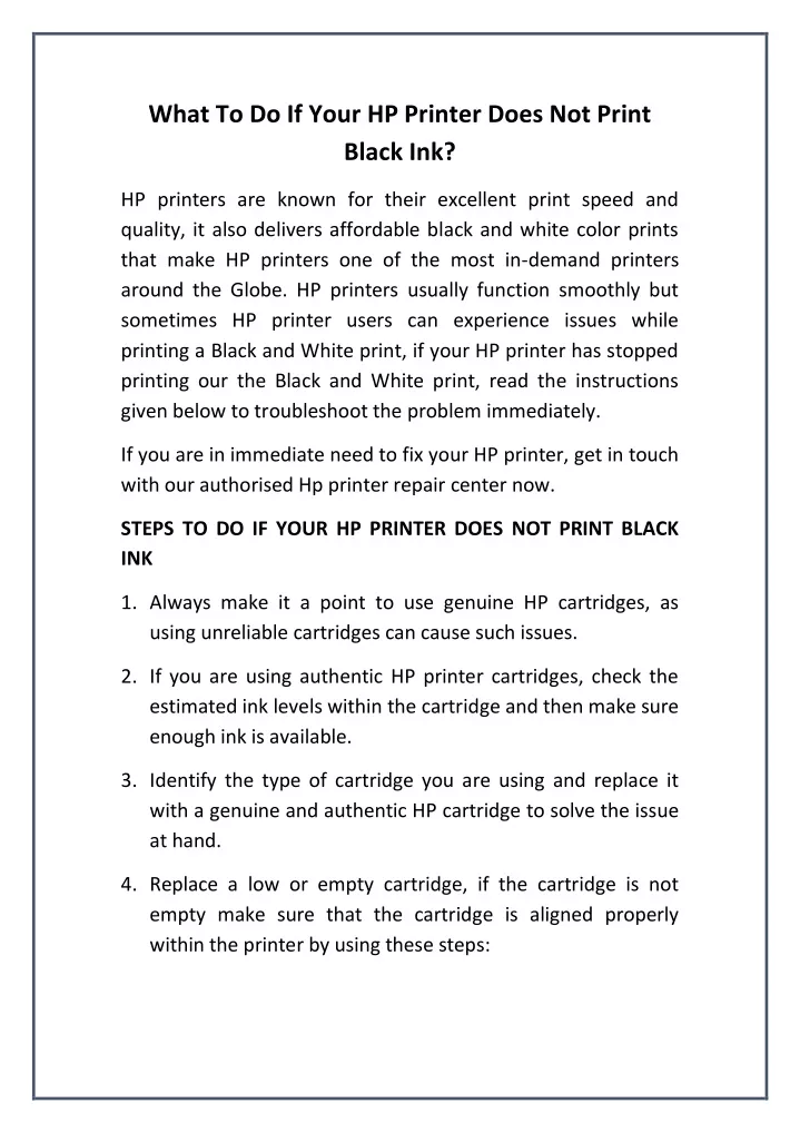 what to do if your hp printer does not print