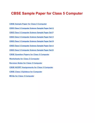 cbse sample paper for class 5 computer