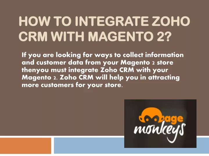 how to integrate zoho crm with magento 2