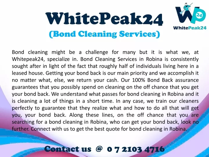 whitepeak24 bond cleaning services