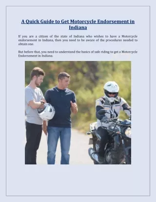 A Quick Guide to Get Motorcycle Endorsement in Indiana 