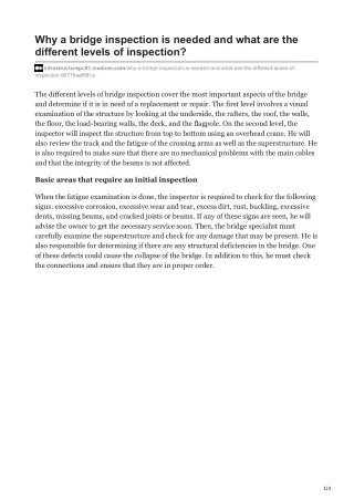 why a bridge inspection is needed and what