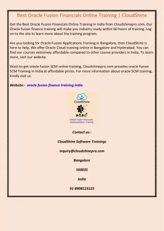 best oracle fusion financials online training