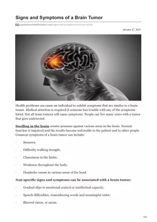 signs and symptoms of a brain tumor