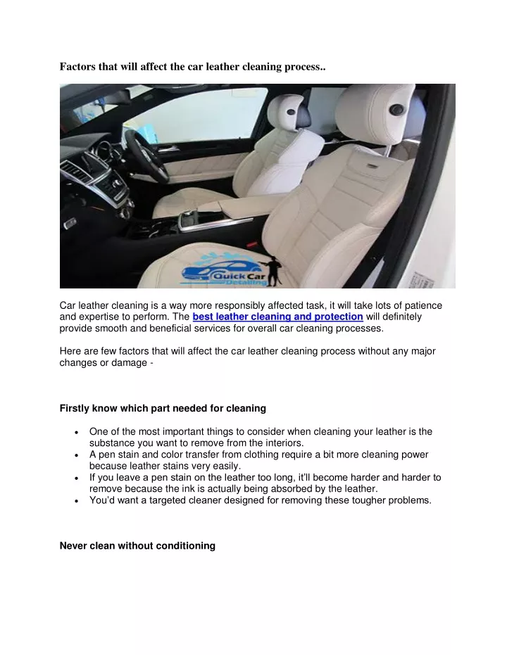 factors that will affect the car leather cleaning