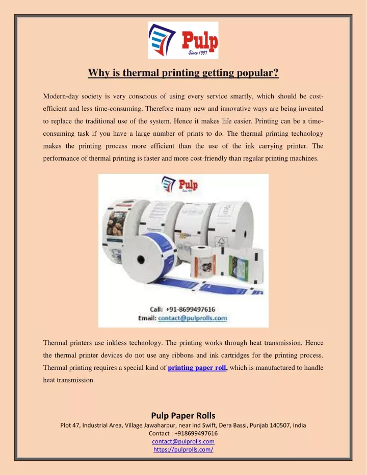 why is thermal printing getting popular