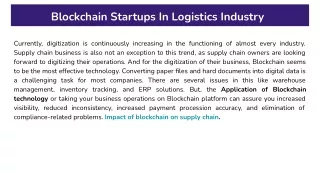 Blockchain Startups In Logistics Industry
