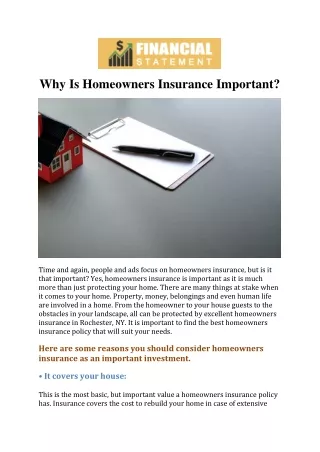 Why Is Homeowners Insurance Important?