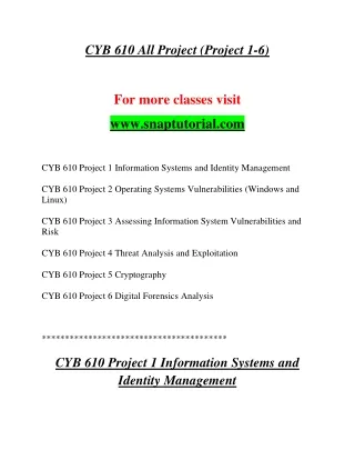 CYB 610 Enthusiastic Learning / snaptutorial.com