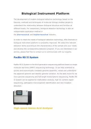 biological instrument platform