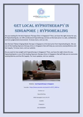 Get Local Hypnotherapy In Singapore | Hypnohealing