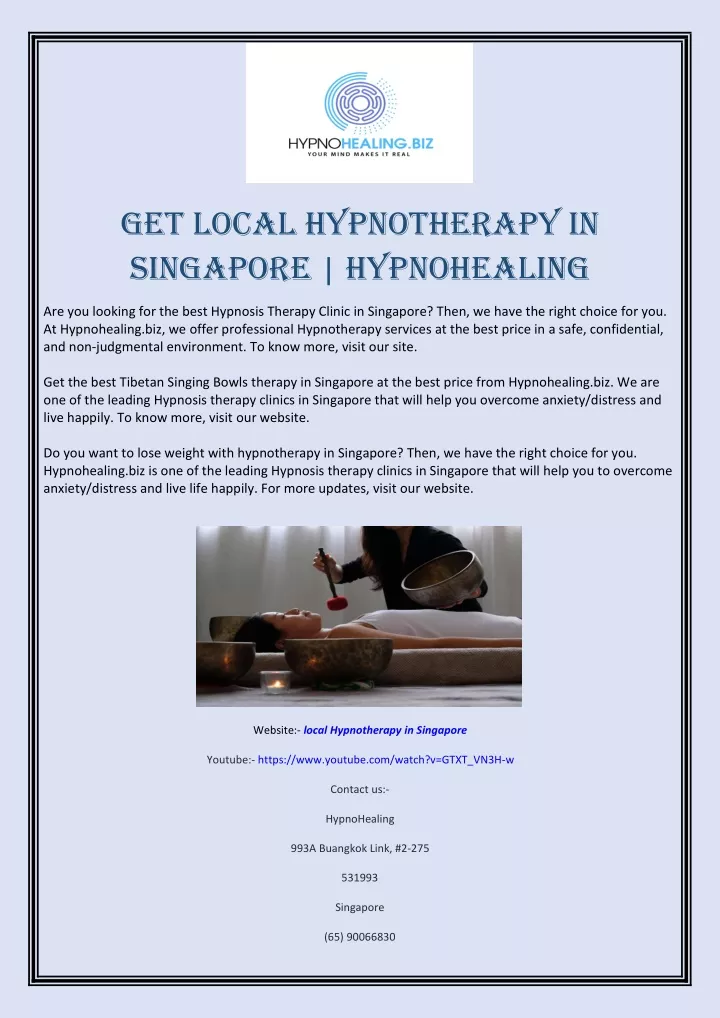 get local hypnotherapy in singapore hypnohealing