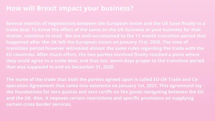 how will brexit impact your business