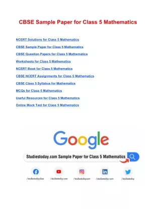cbse sample paper for class 5 mathematics