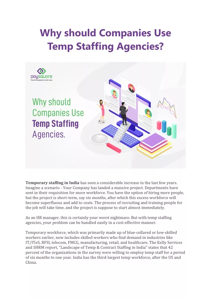 why should companies use temp staffing agencies