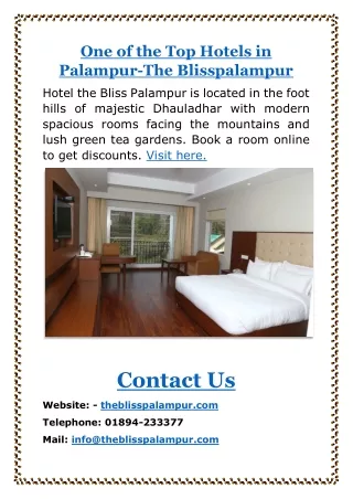 One of the Top Hotels in Palampur-The Blisspalampur