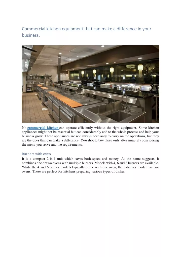 commercial kitchen equipment that can make