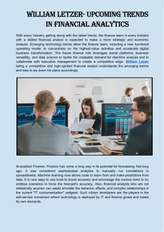 william letzer upcoming trends in financial