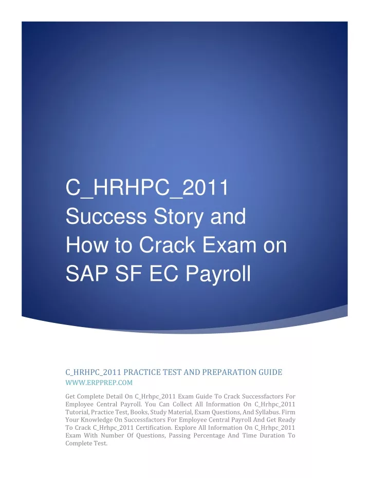 c hrhpc 2011 success story and how to crack exam