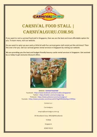 Carnival Food Stall | Carnivalguru.com.sg