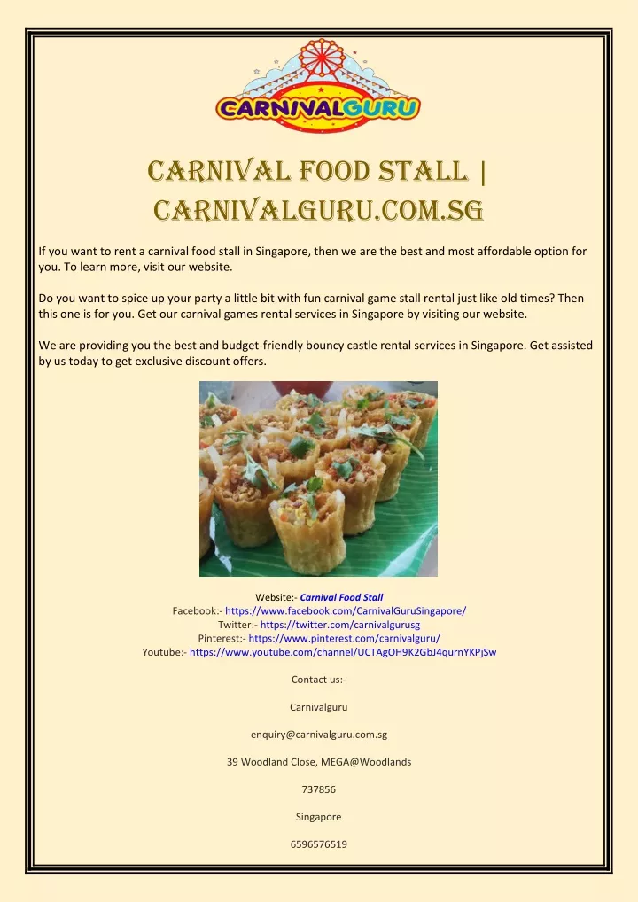 carnival food stall carnivalguru com sg