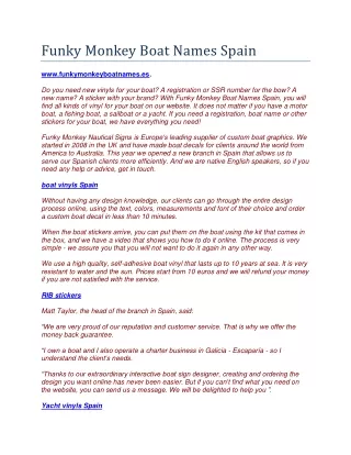 funky monkey boat names spain