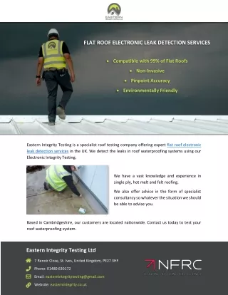 FLAT ROOF ELECTRONIC LEAK DETECTION SERVICES