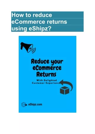 How to reduce eCommerce returns using eShipz?