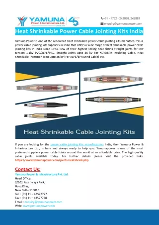heat shrinkable power cable jointing kits india