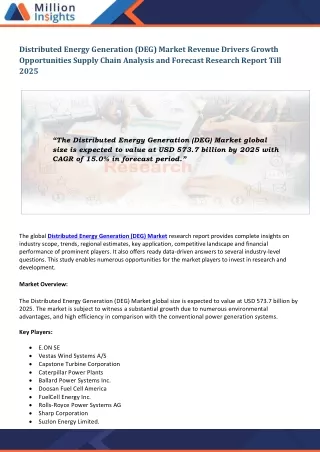 distributed energy generation deg market revenue