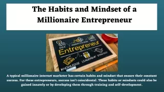 the habits and mindset of a millionaire