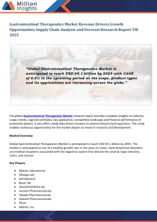 gastrointestinal therapeutics market revenue