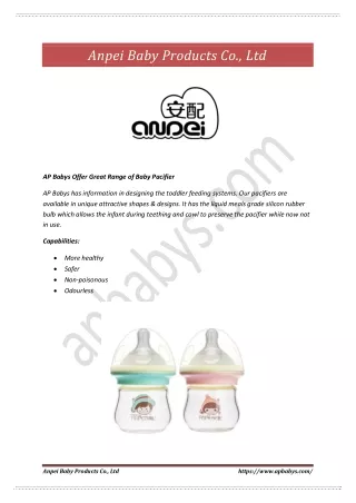 Pacifier manufacturer, Custom baby bottles at apbabys.com