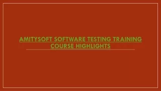 amitysoft software testing training course highlights