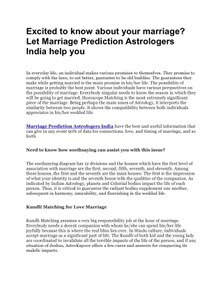 Excited to know about your marriage? Let Marriage Prediction Astrologers India help you