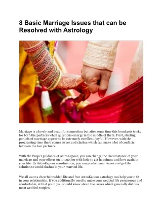 8 Basic Marriage Issues that can be Resolved with Astrology