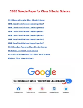 cbse sample paper for class 5 social science