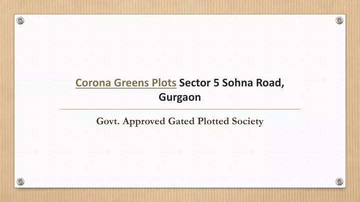 corona greens plots sector 5 sohna road gurgaon